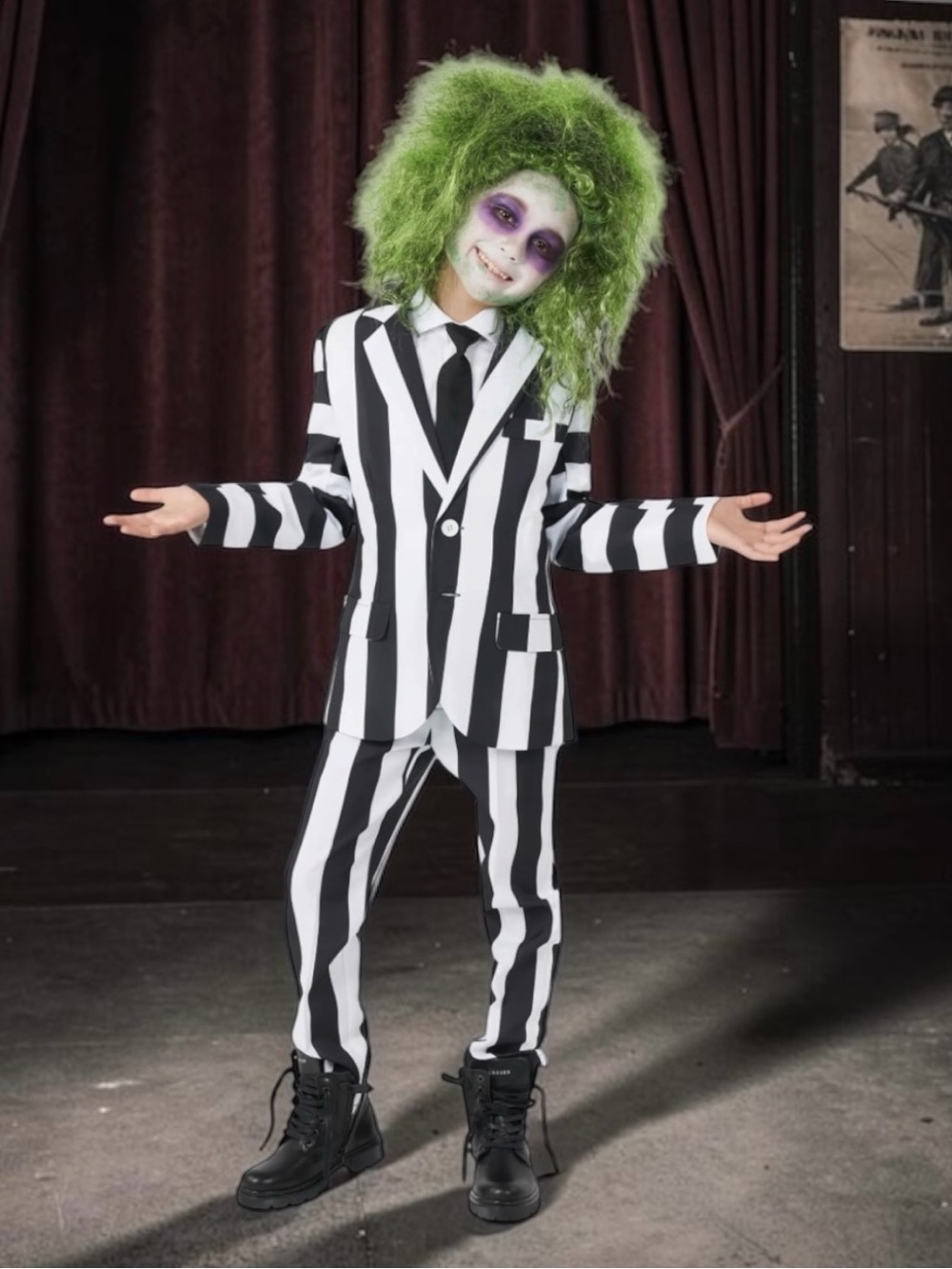 Kids Beetlejuice Striped Suit Halloween Costume